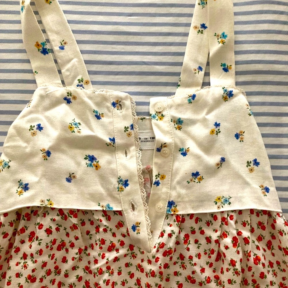 Zara Kids contrasting florals spring dress - Picture 3 of 6